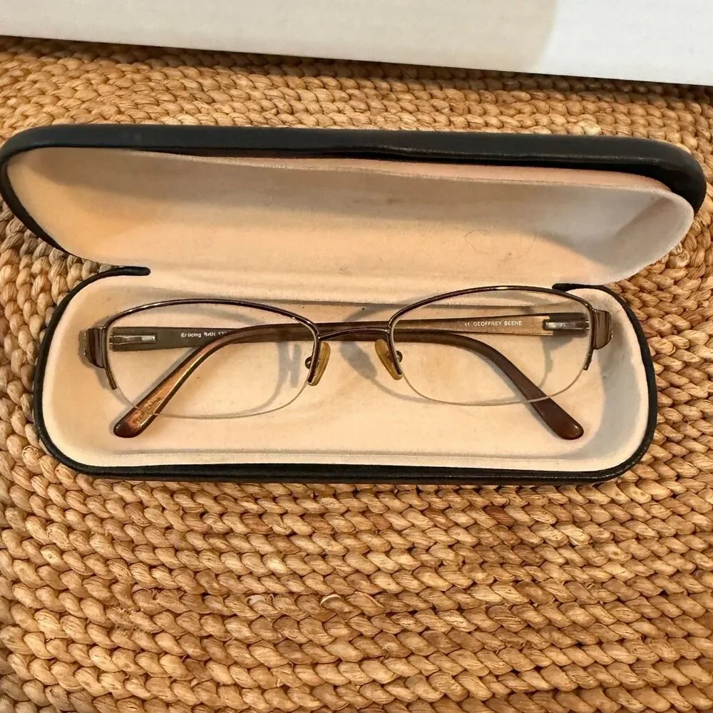 Geoffrey Beene Ertting 9xN1 135 Eyeglass Frames Bronze Brown w/ Case